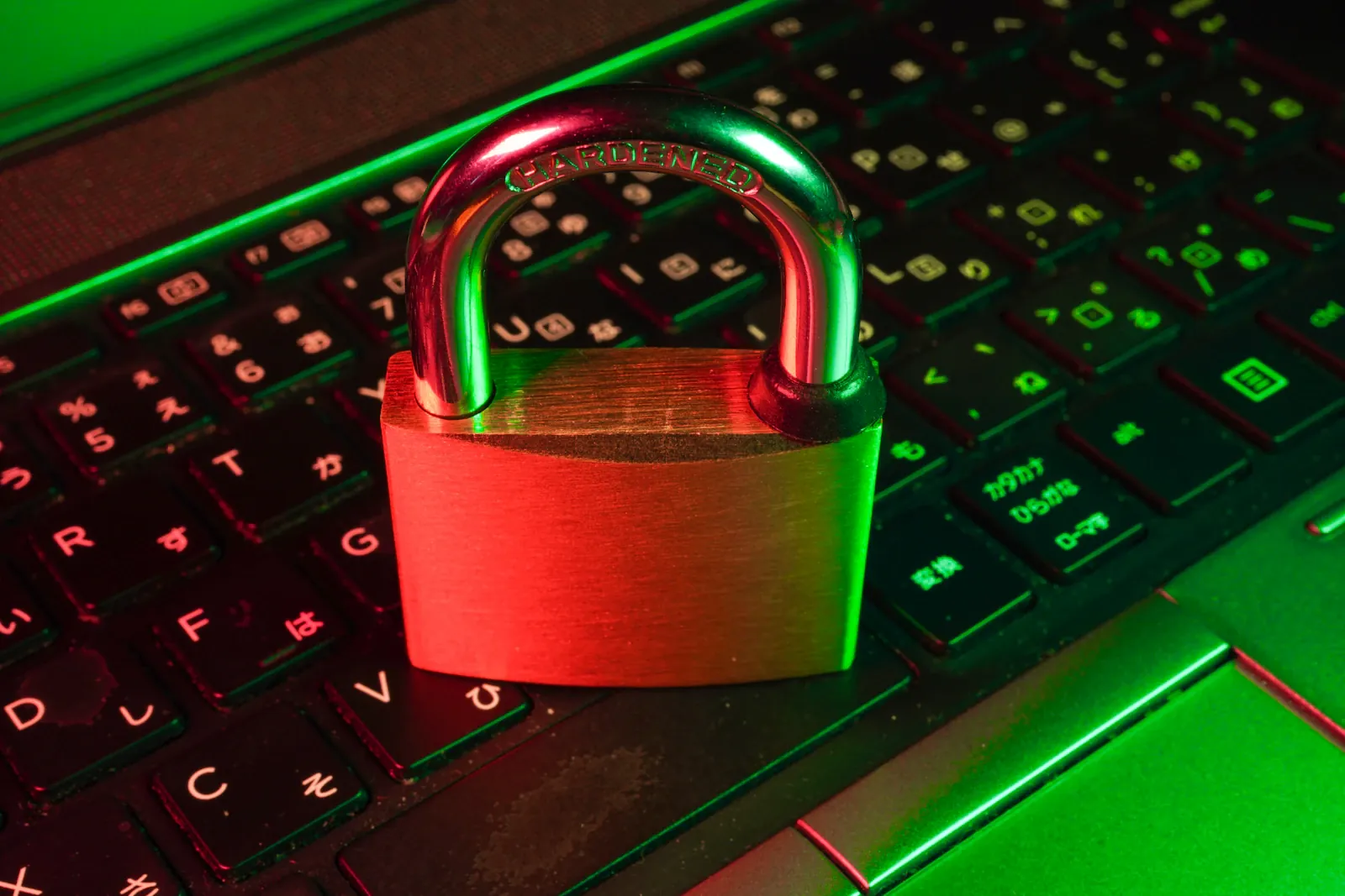 Vorhängeschloss auf einer Tastatur – reicht Windows Defender als Virenschutz für Unternehmen?