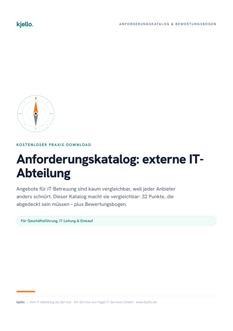 Titelseite des PDFs „Anforderungskatalog: externe IT-Abteilung“