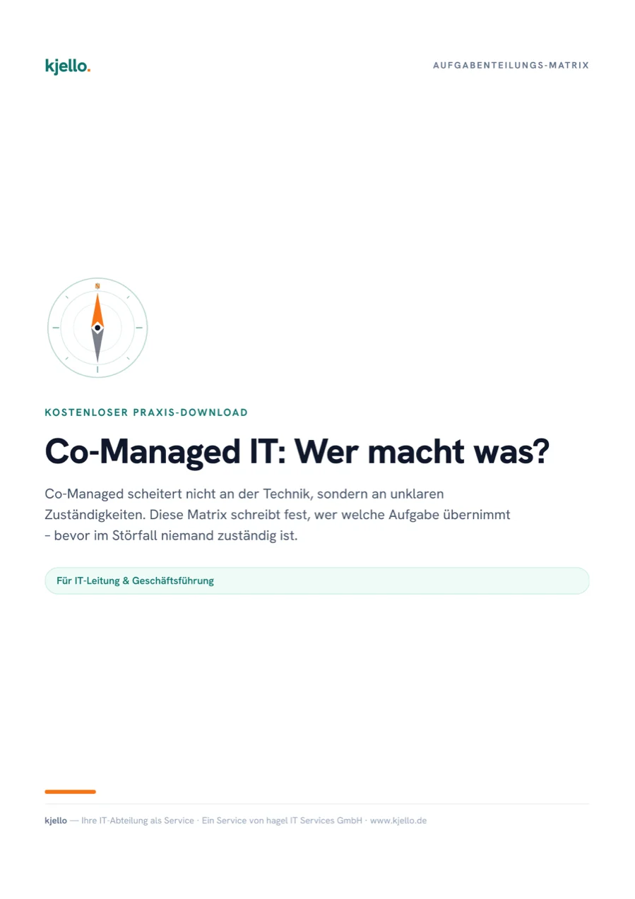 Titelseite des PDFs „Co-Managed IT: Wer macht was?“