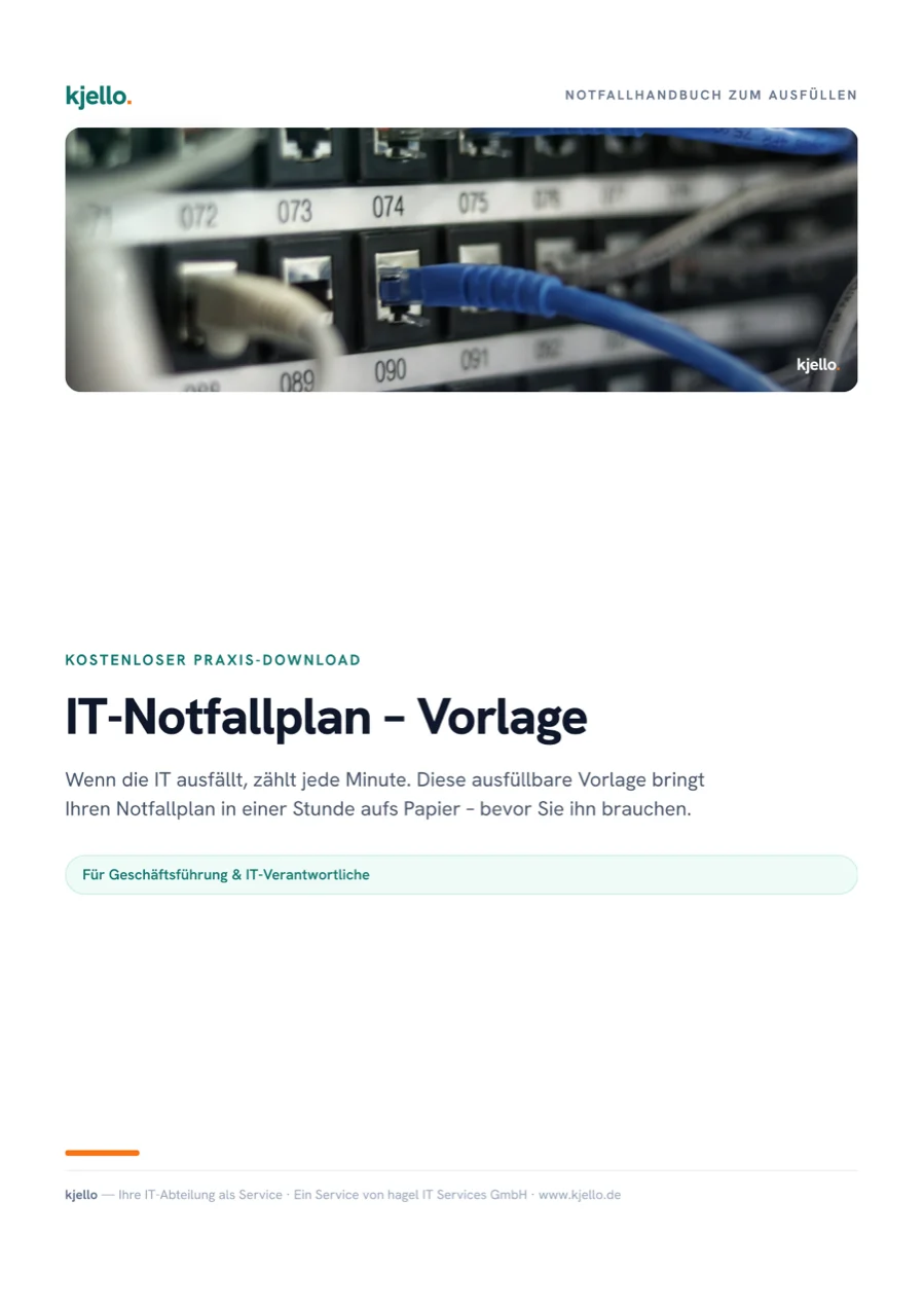 Titelseite des PDFs „IT-Notfallplan-Vorlage“
