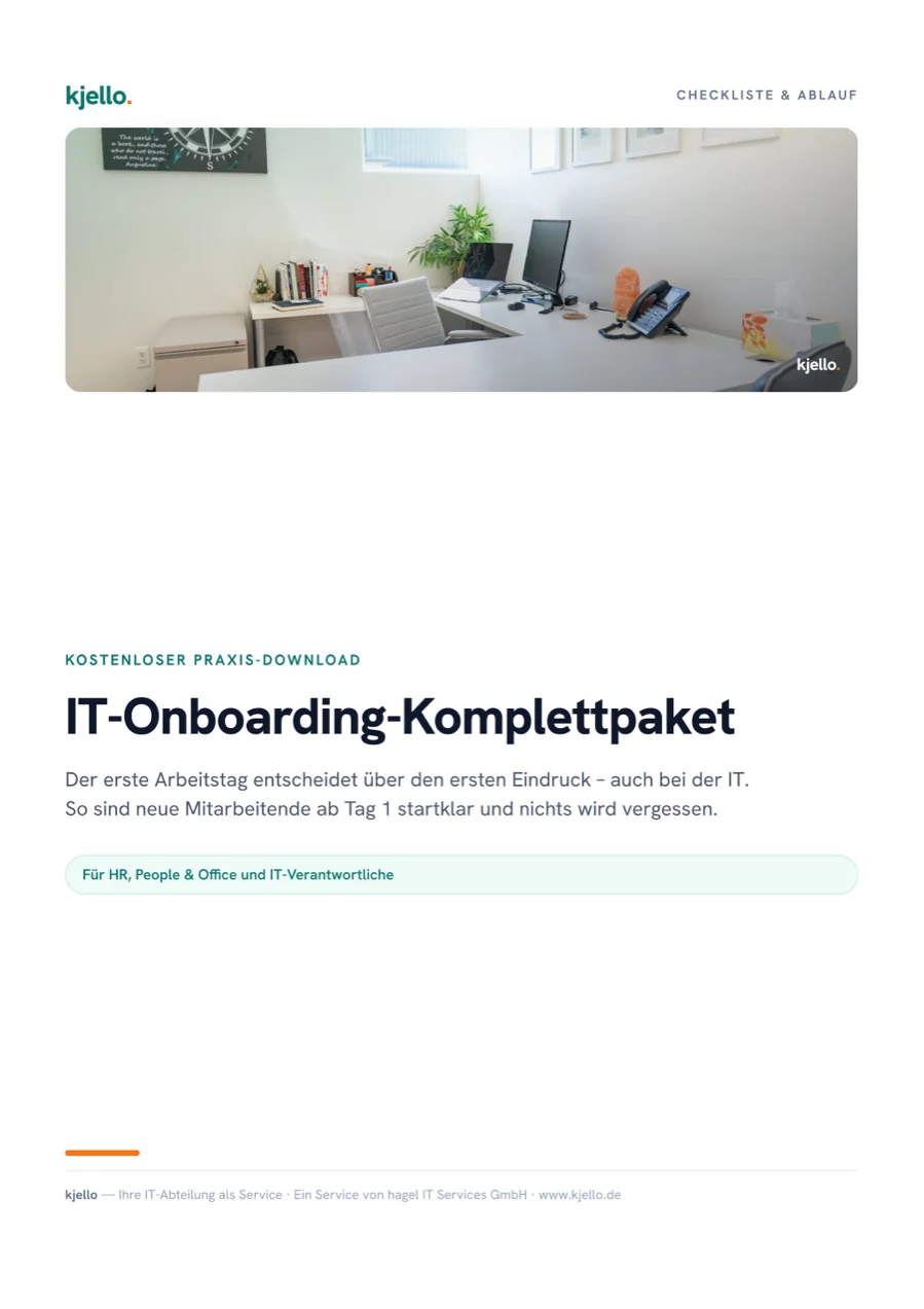 Titelseite des PDFs „IT-Onboarding-Komplettpaket“