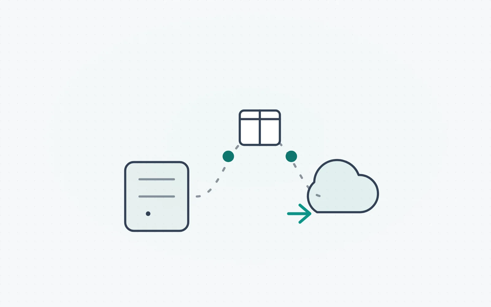 Zeichnung: Daten ziehen vom eigenen Server in die Microsoft-Cloud um